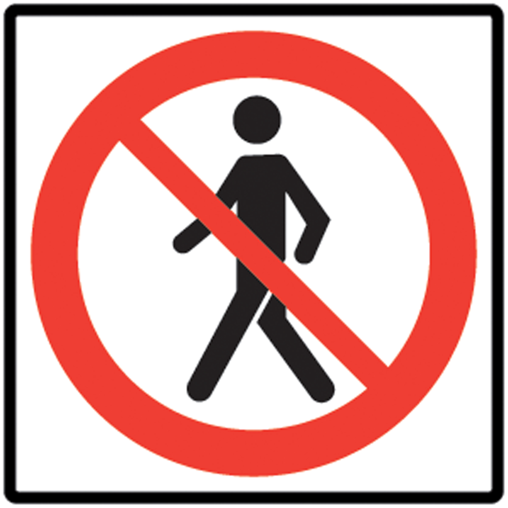 Panneau de signalisation piétons interdits, 24" x 24", Aluminium, Pictogramme