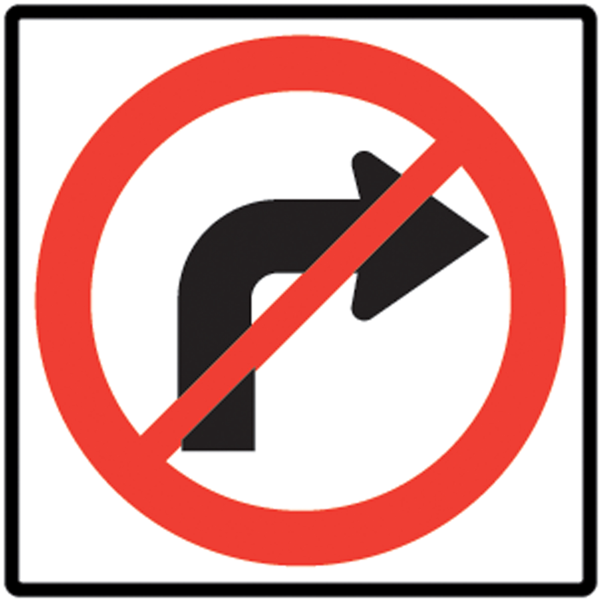 Panneau de signalisation virage à droite interdit, 24" x 24", Aluminium, Pictogramme