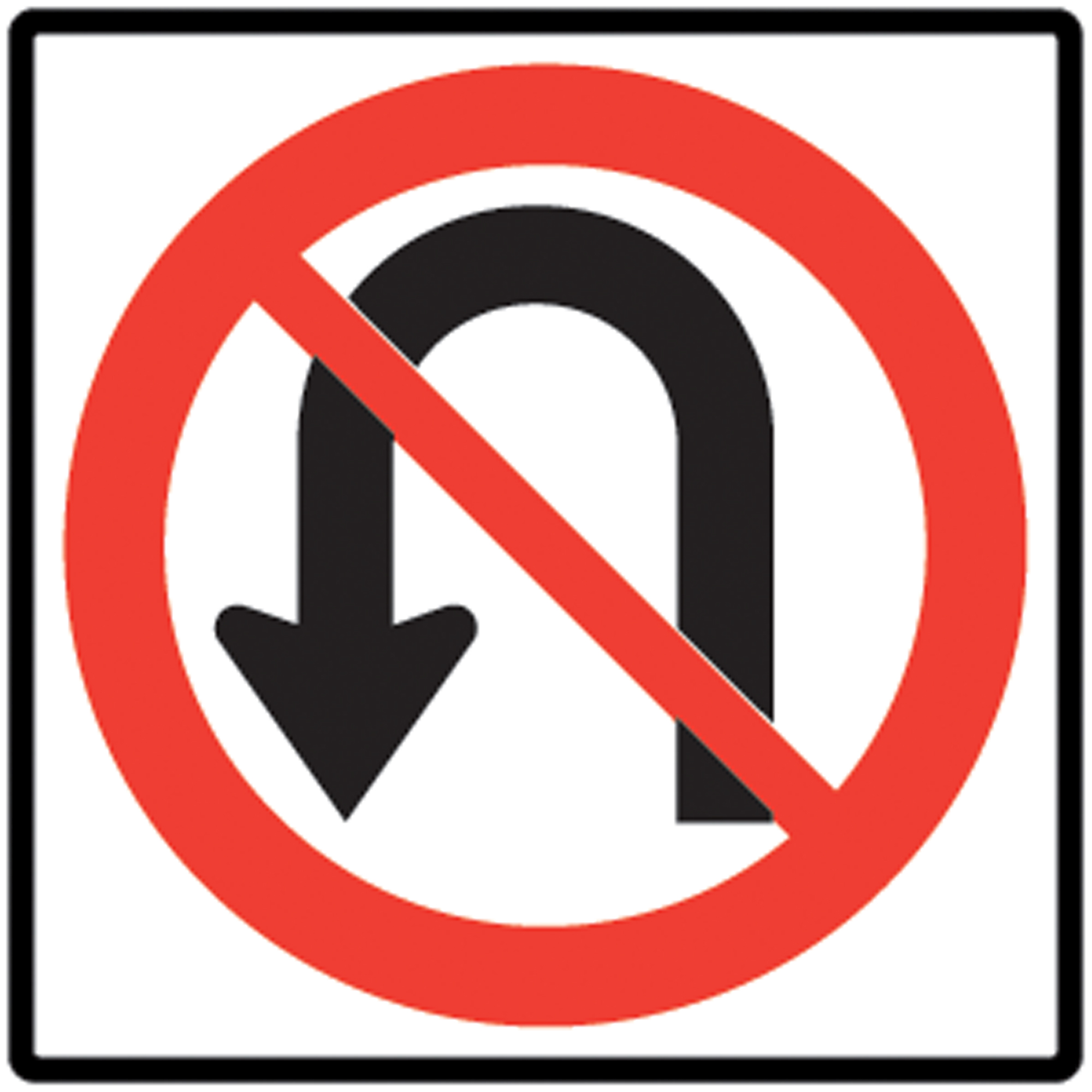 Panneau de signalisation virage en U interdit, 24" x 24", Aluminium, Pictogramme