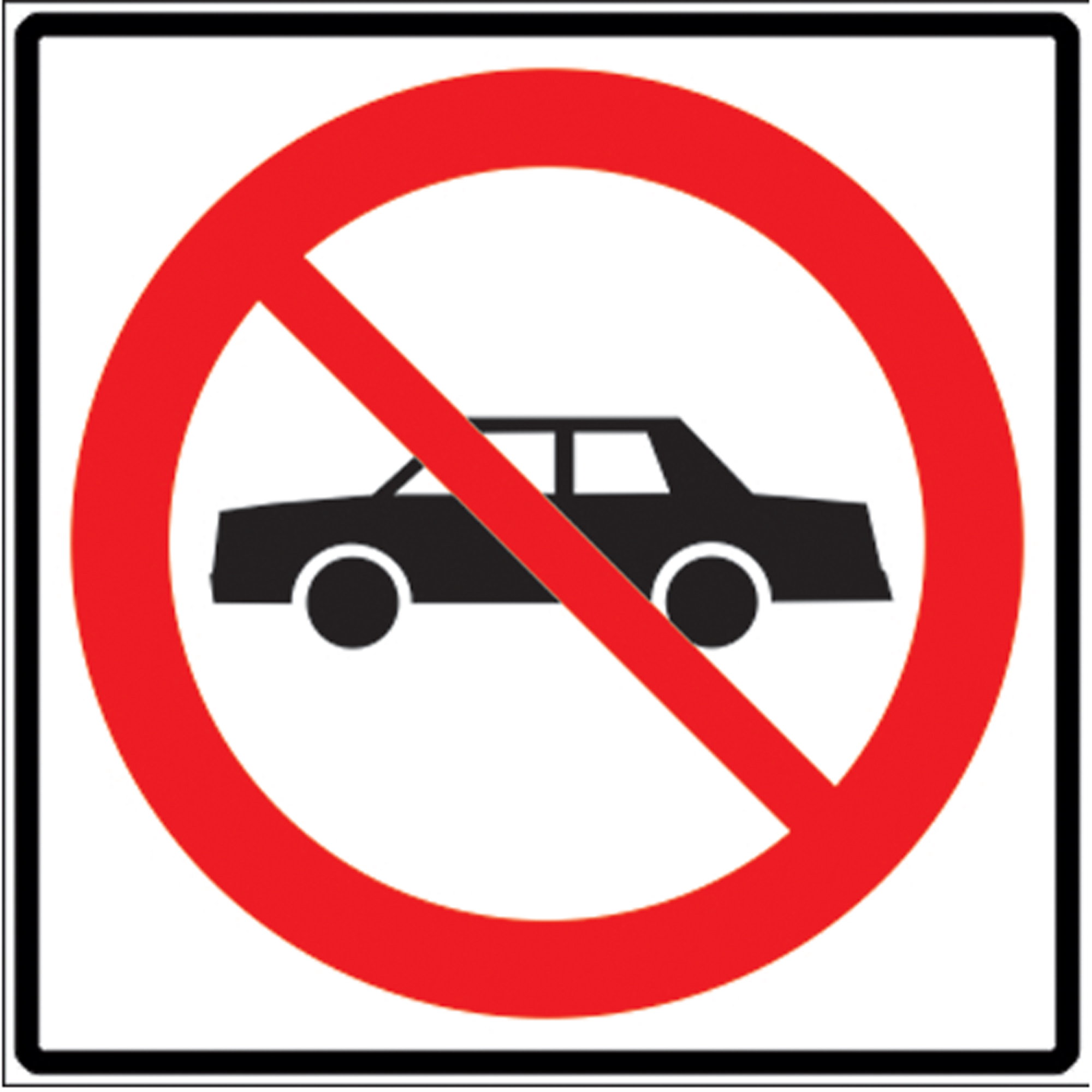 Panneaux de signalisation voitures interdites, 24" x 24", Aluminium, Pictogramme