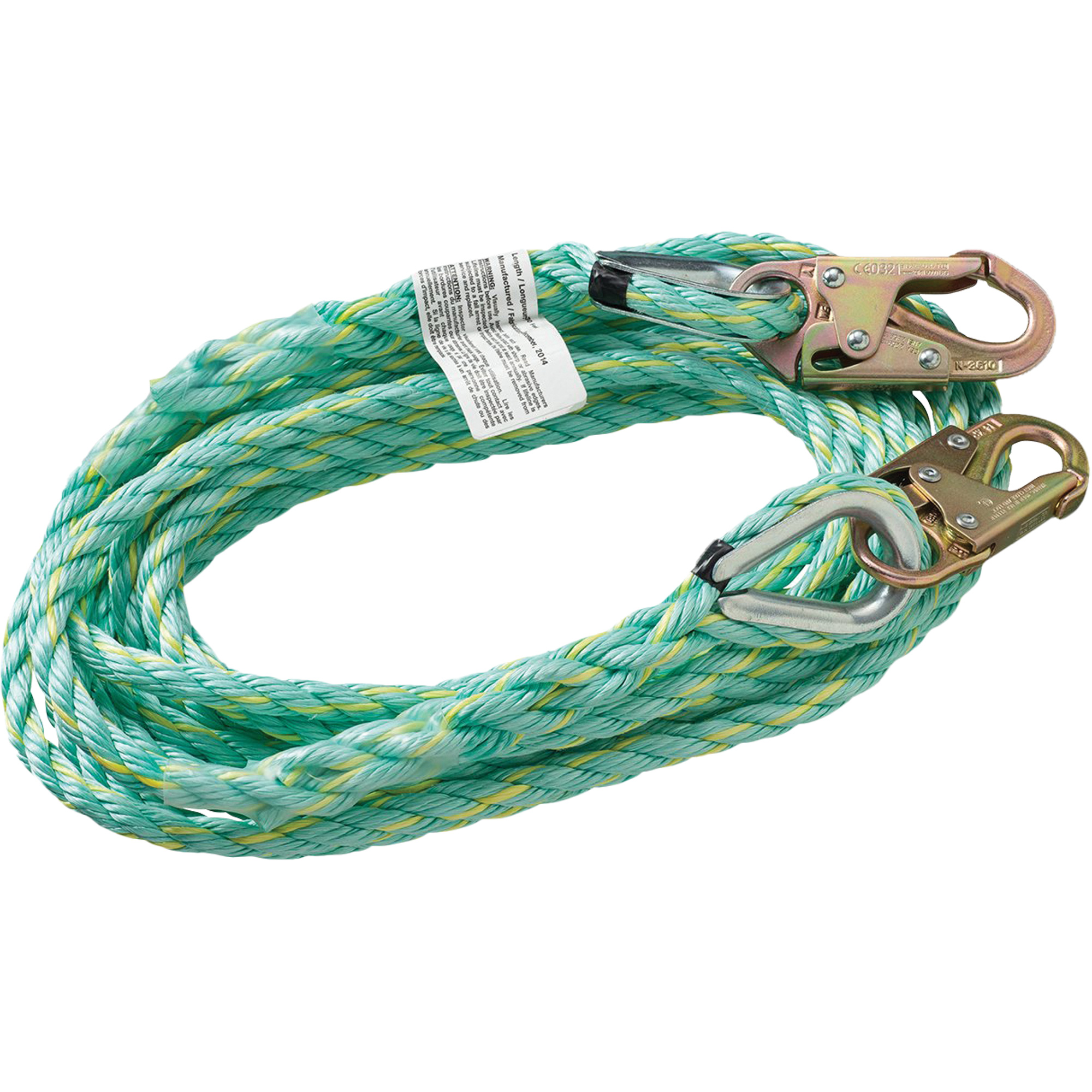 VL-1122-100 Cordage de sécurité vertical avec crochet mousqueton d'ancrage, Copolymère