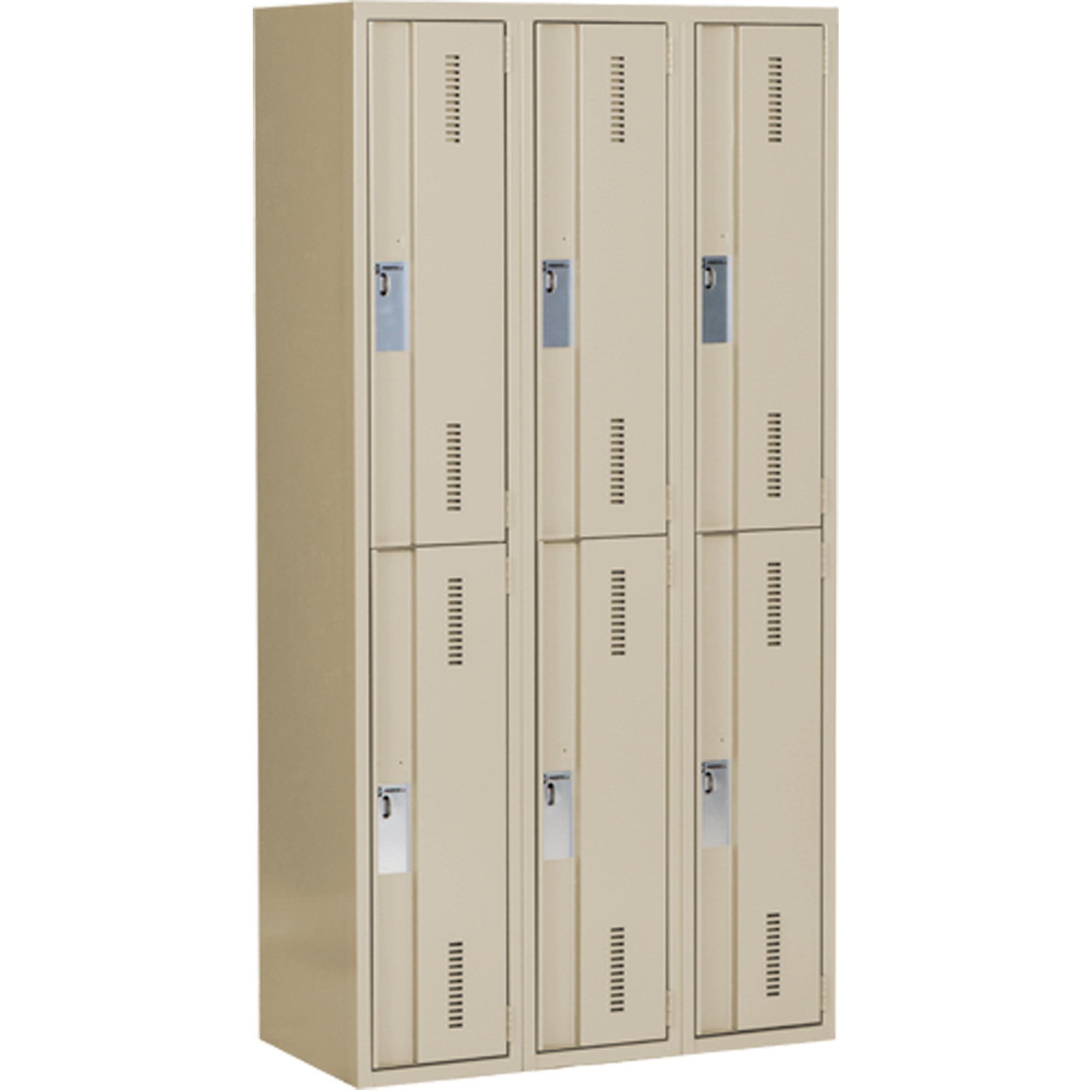 Casiers robustes ConcordeMC, 2 niveaux, Bloc de 3, 36" x 18" x 72", Acier, Beige, Soudé (assemblé)