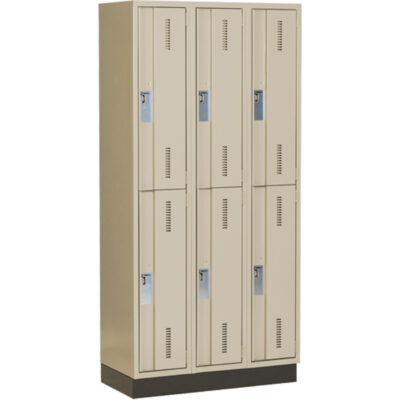 Casiers robustes ConcordeMC, 2 niveaux, Bloc de 3, 36" x 18" x 76", Acier, Beige, Soudé (assemblé)