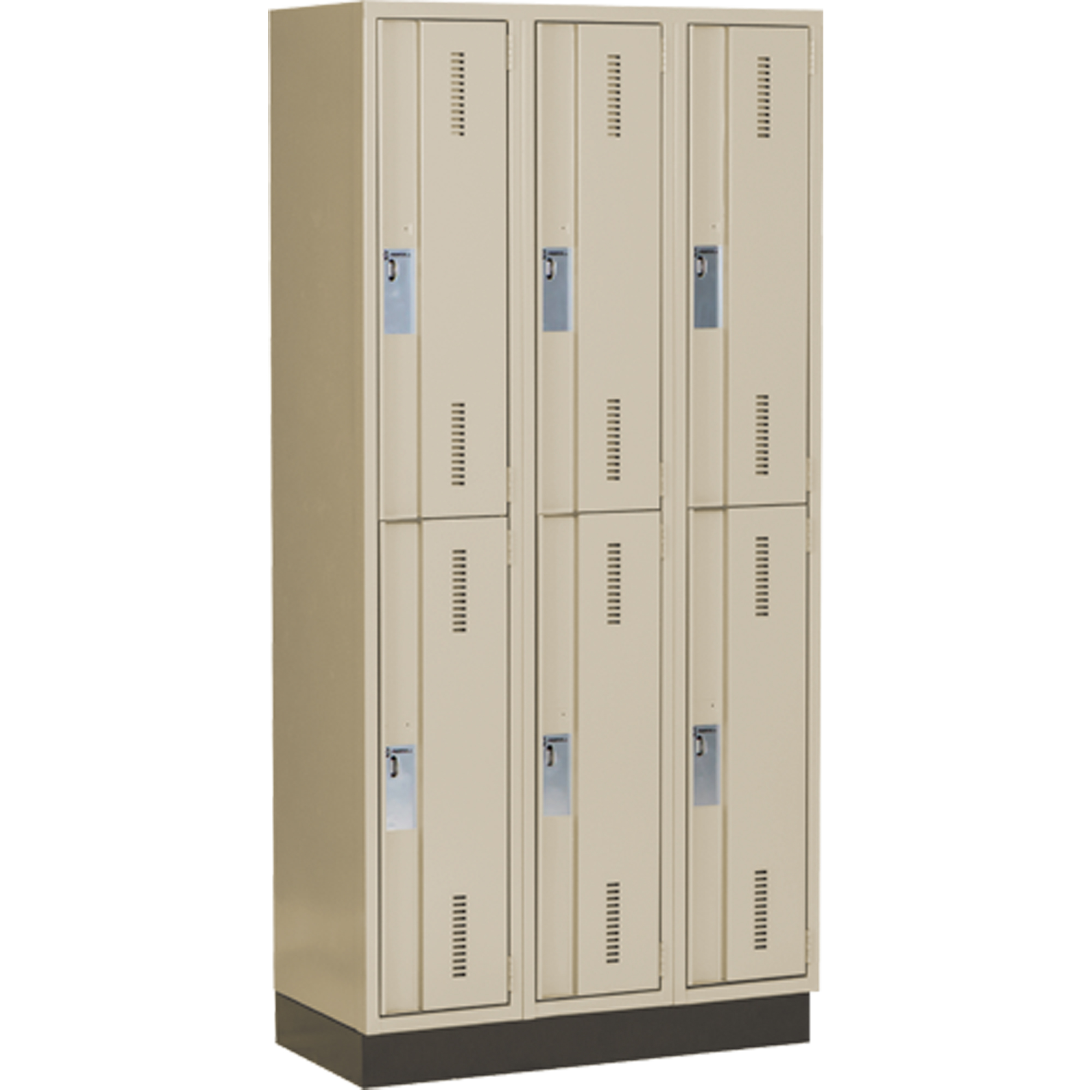 Casiers robustes ConcordeMC, 2 niveaux, Bloc de 3, 36" x 18" x 76", Acier, Beige, Soudé (assemblé)
