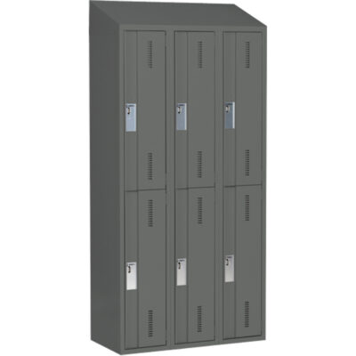 Casiers robustes ConcordeMC, 2 niveaux, Bloc de 3, 36" x 18" x 78", Acier, Charbon, Soudé (assemblé)