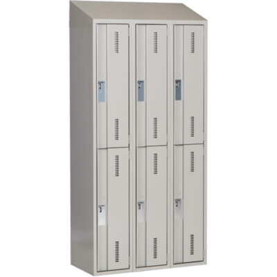 Casiers robustes ConcordeMC, 2 niveaux, Bloc de 3, 36" x 18" x 78", Acier, Gris, Soudé (assemblé)