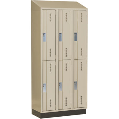 Casiers robustes ConcordeMC, 2 niveaux, Bloc de 3, 36" x 18" x 82", Acier, Beige, Soudé (assemblé)