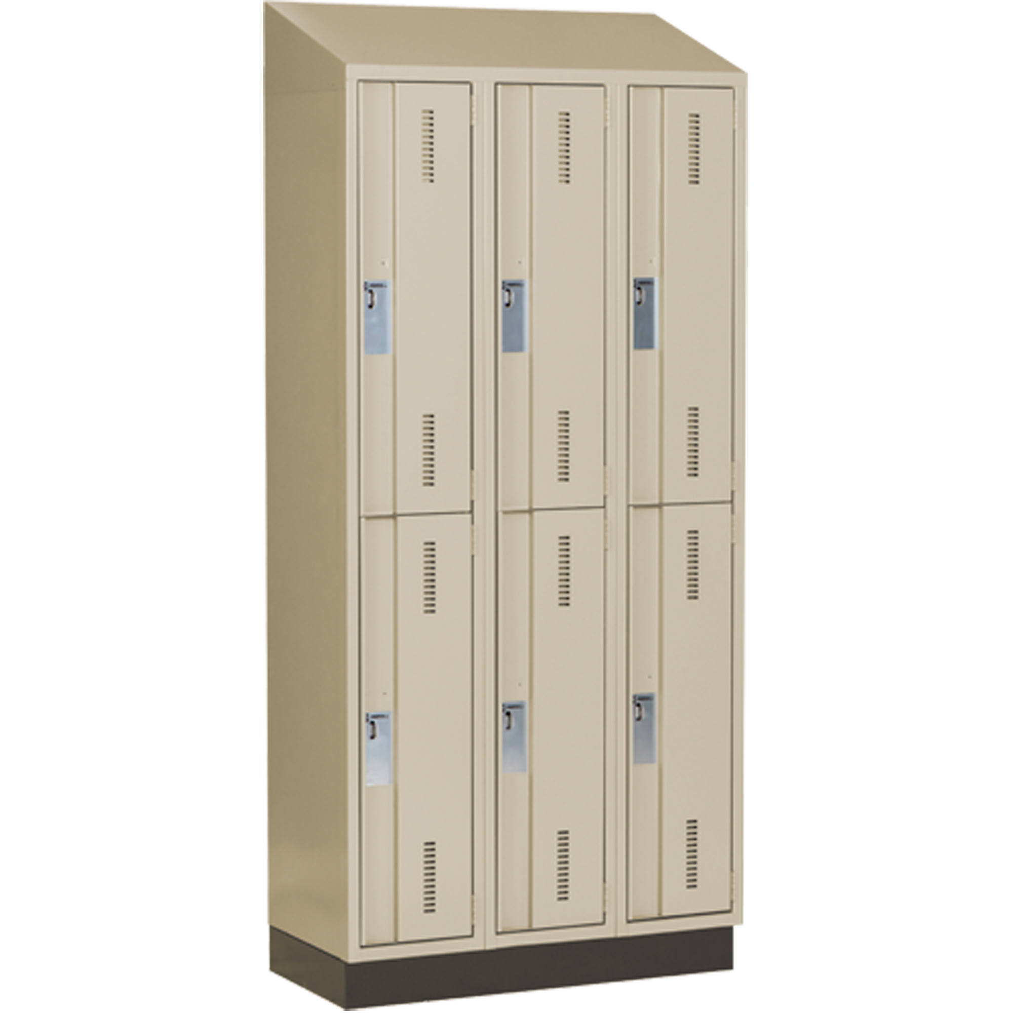 Casiers robustes ConcordeMC, 2 niveaux, Bloc de 3, 36" x 18" x 82", Acier, Beige, Soudé (assemblé)