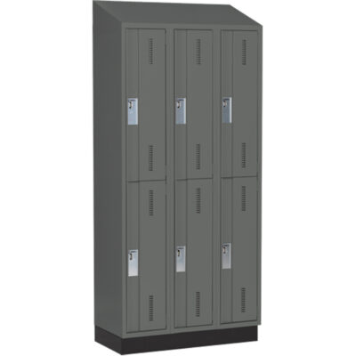 Casiers robustes ConcordeMC, 2 niveaux, Bloc de 3, 36" x 18" x 82", Acier, Charbon, Soudé (assemblé)