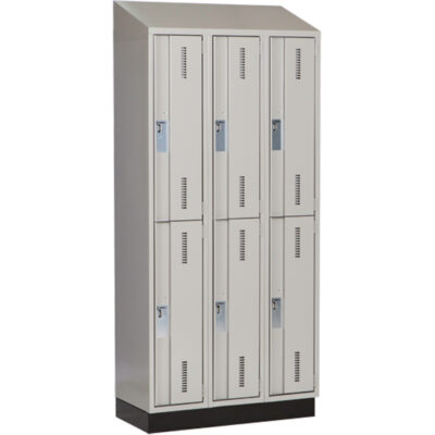 Casiers robustes ConcordeMC, 2 niveaux, Bloc de 3, 36" x 18" x 82", Acier, Gris, Soudé (assemblé)
