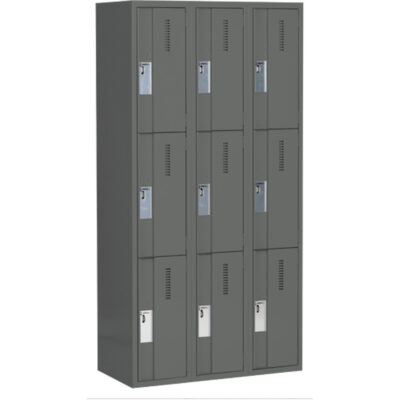 Casiers robustes ConcordeMC, 3 niveaux, Bloc de 3, 36" x 18" x 72", Acier, Charbon, Soudé (assemblé)