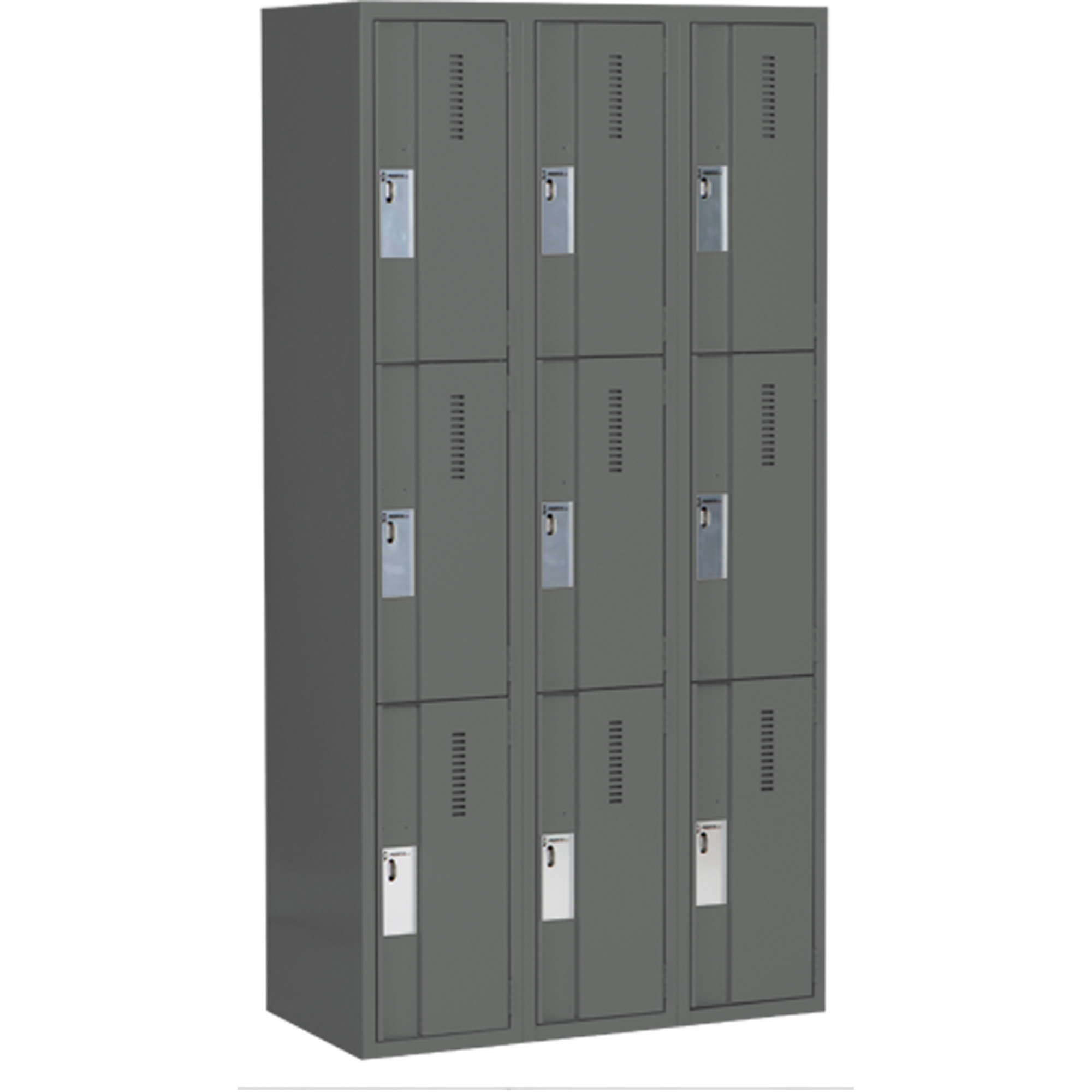 Casiers robustes ConcordeMC, 3 niveaux, Bloc de 3, 36" x 18" x 72", Acier, Charbon, Soudé (assemblé)