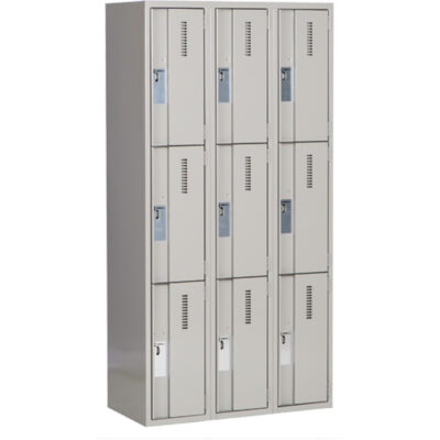 Casiers robustes ConcordeMC, 3 niveaux, Bloc de 3, 36" x 18" x 72", Acier, Gris, Soudé (assemblé)