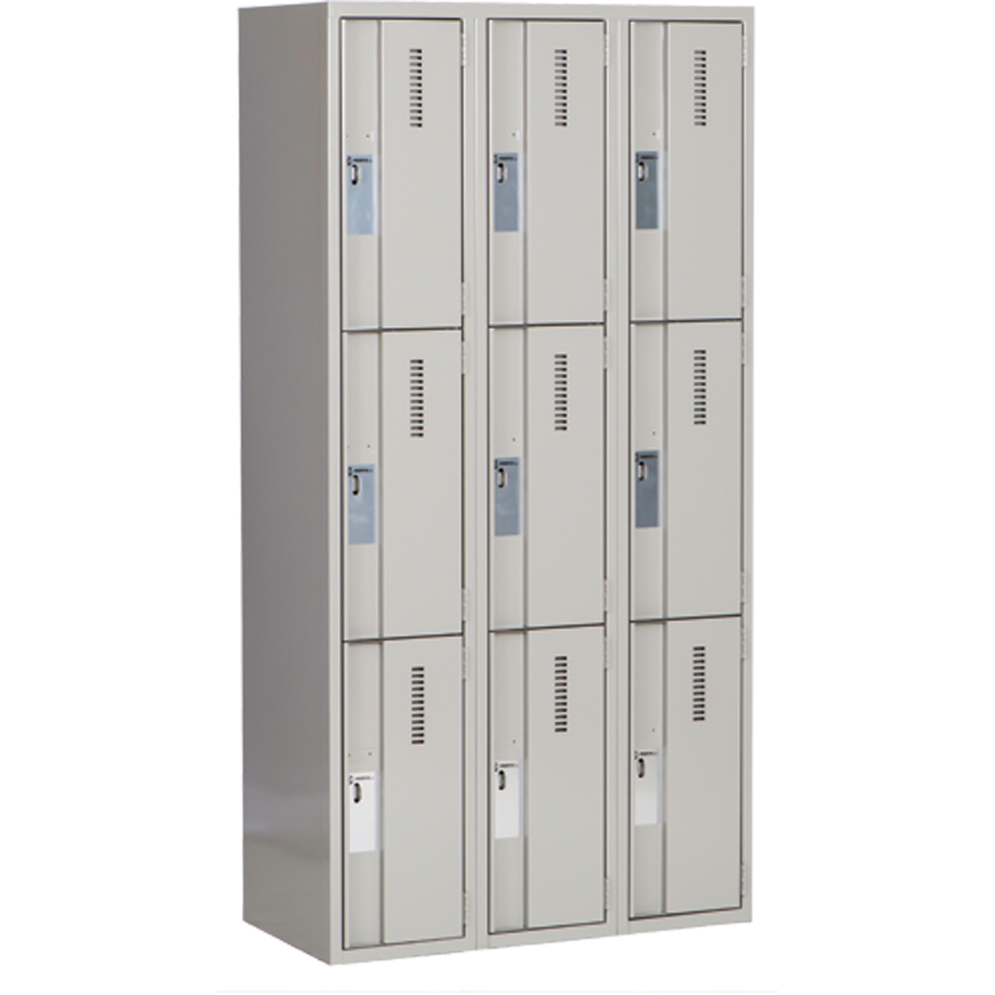Casiers robustes ConcordeMC, 3 niveaux, Bloc de 3, 36" x 18" x 72", Acier, Gris, Soudé (assemblé)