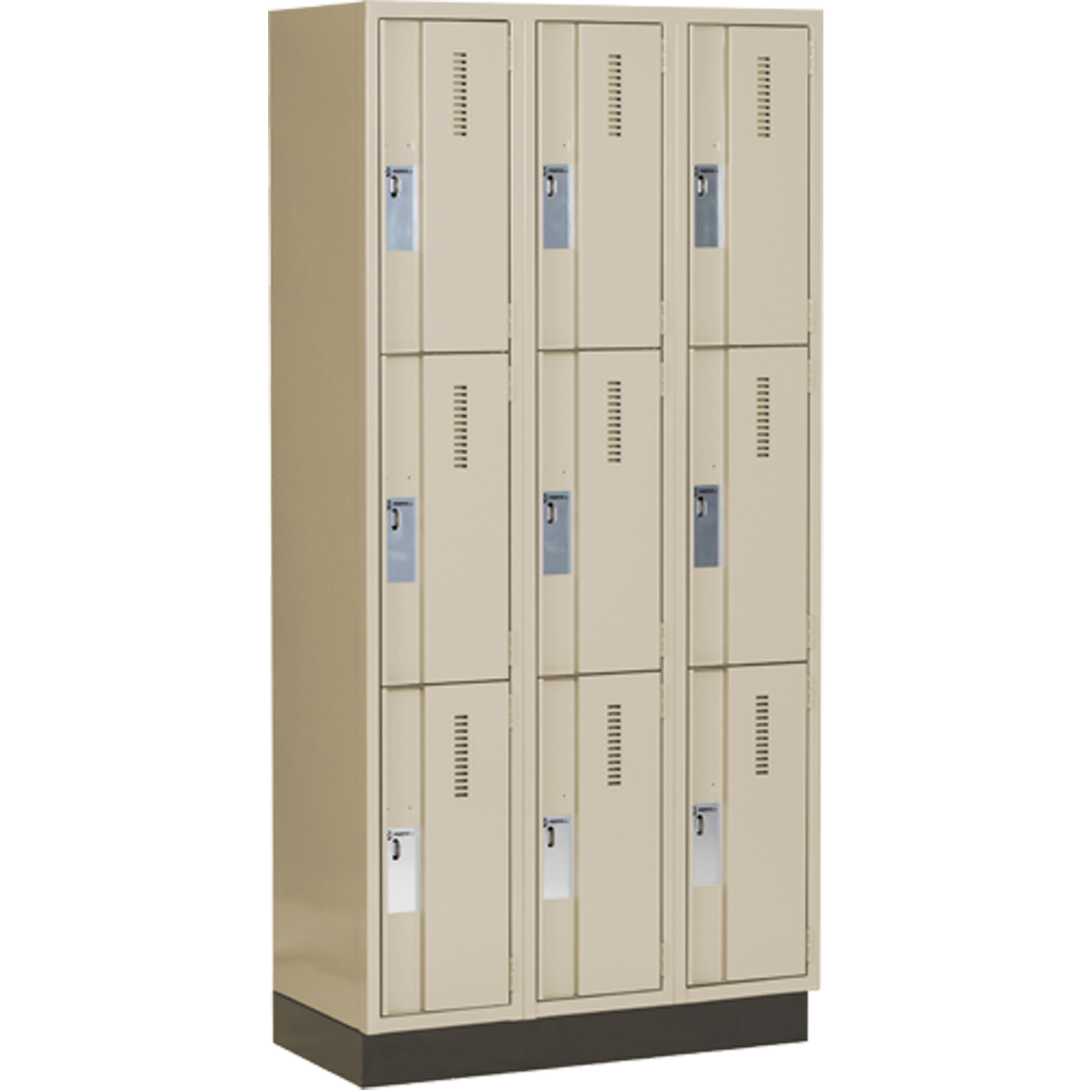 Casiers robustes ConcordeMC, 3 niveaux, Bloc de 3, 36" x 18" x 76", Acier, Beige, Soudé (assemblé)