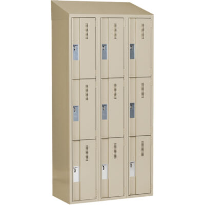 Casiers robustes ConcordeMC, 3 niveaux, Bloc de 3, 36" x 18" x 78", Acier, Beige, Soudé (assemblé)