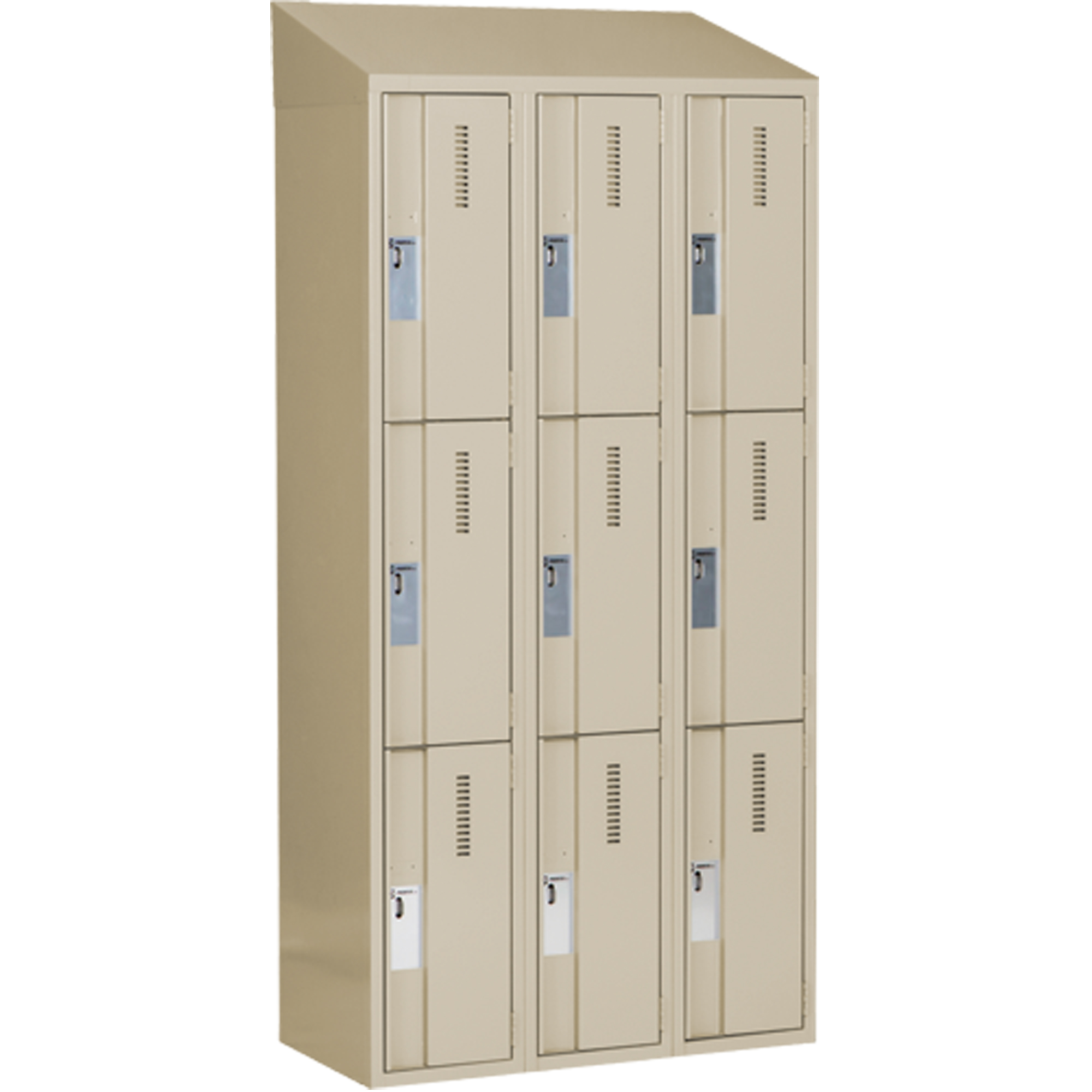 Casiers robustes ConcordeMC, 3 niveaux, Bloc de 3, 36" x 18" x 78", Acier, Beige, Soudé (assemblé)