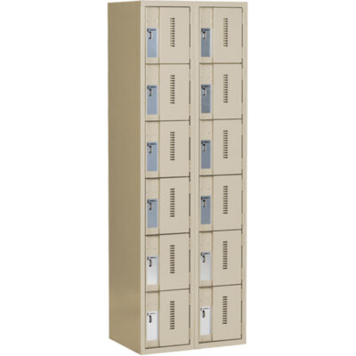Casiers robustes ConcordeMC, 6 niveaux, Bloc de 2, 24" x 18" x 72", Acier, Beige, Soudé (assemblé)