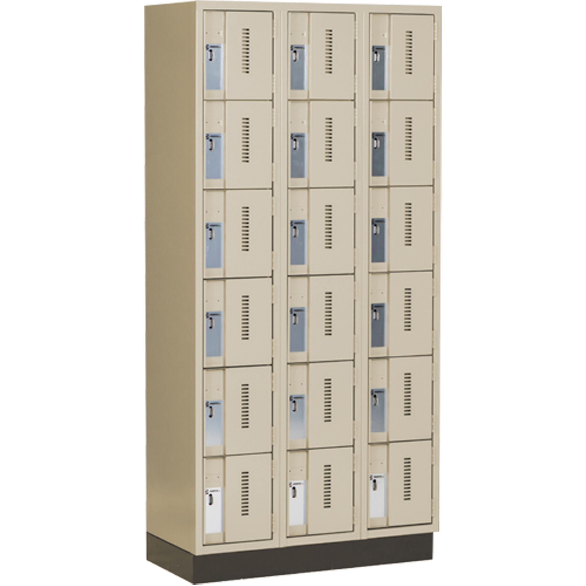 Casiers robustes ConcordeMC, 6 niveaux, Bloc de 3, 36" x 18" x 76", Acier, Beige, Soudé (assemblé)