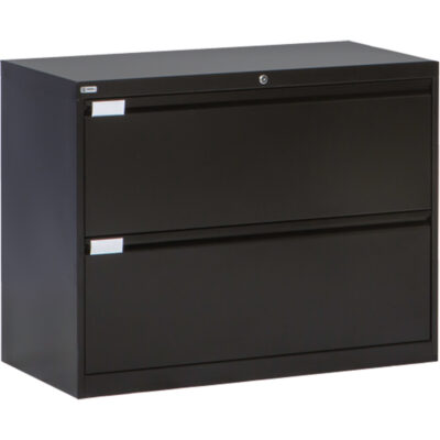 Classeur latéral, Acier, 2 tiroirs, 36" la x 18" p x 27-7/8" h, Noir