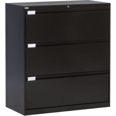 Classeur latéral, Acier, 3 tiroirs, 36" la x 18" p x 40-1/16" h, Noir