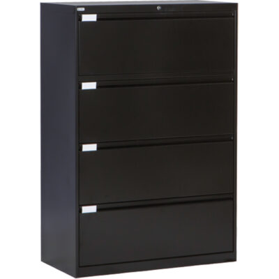 Classeur latéral, Acier, 4 tiroirs, 36" la x 18" p x 53-3/8" h, Noir