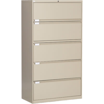Classeur latéral, Acier, 5 tiroirs, 36" la x 18" p x 65-1/2" h, Beige