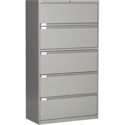 Classeur latéral, Acier, 5 tiroirs, 36" la x 18" p x 65-1/2" h, Gris