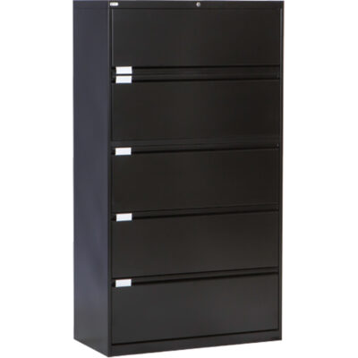 Classeur latéral, Acier, 5 tiroirs, 36" la x 18" p x 65-1/2" h, Noir
