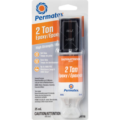 Colle époxyde avec capacité de 2 tonnes, 25 ml, Seringue, Deux composants, Transparent