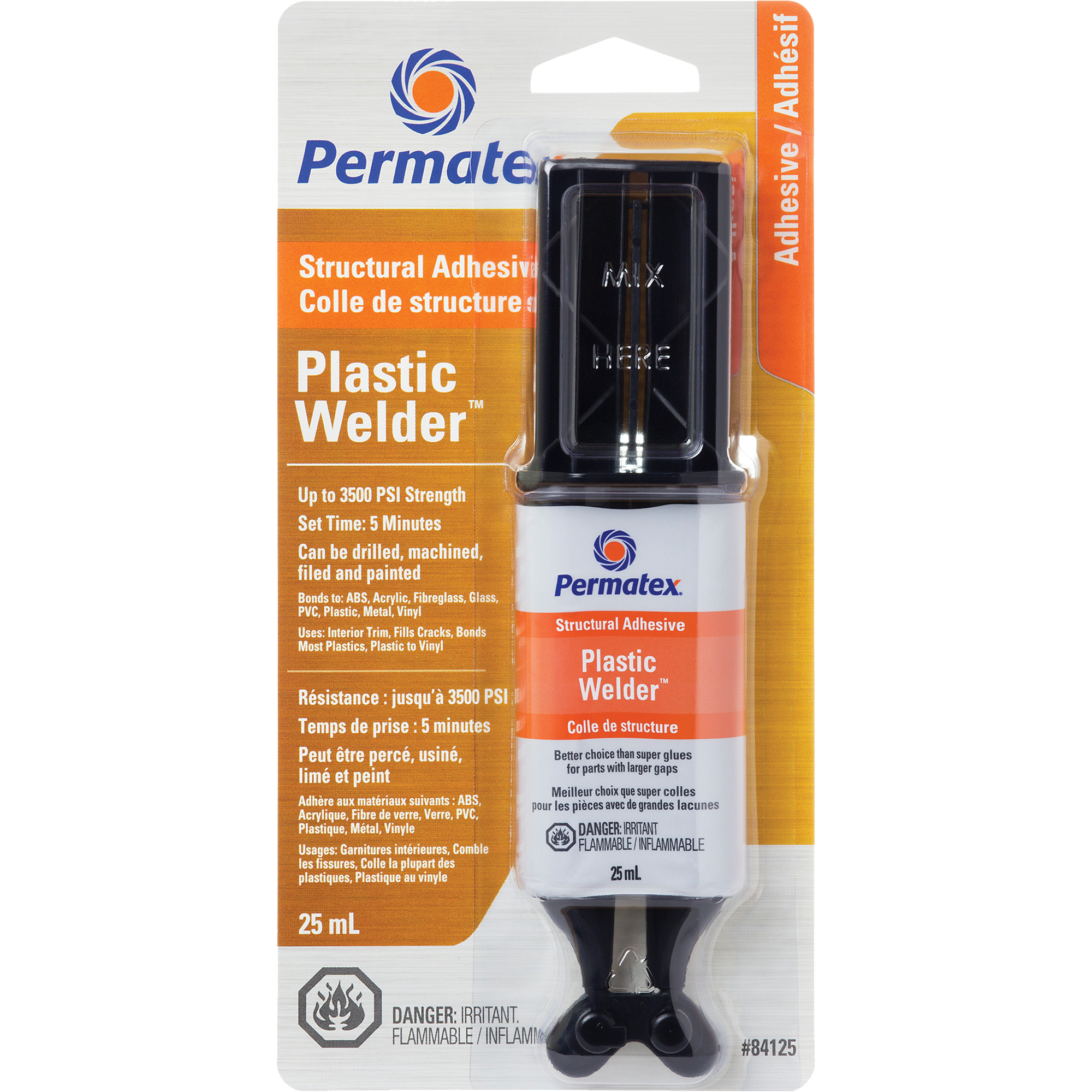 Colle époxyde Plastic WelderMC, 25 ml, Seringue, Deux composants, Blanc cassé