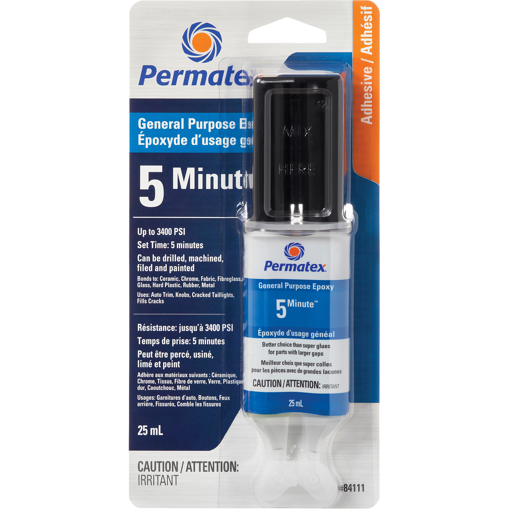 Époxy « 5 minutes » à usage général PermaPoxyMC, 29,5 ml, Époxyde, Deux composants, Transparent