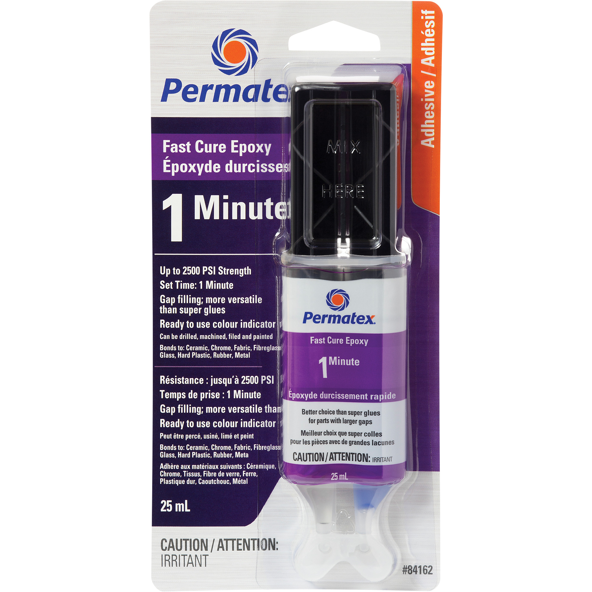 Gel époxyde, 25 ml, Seringue, Deux composants, Transparent