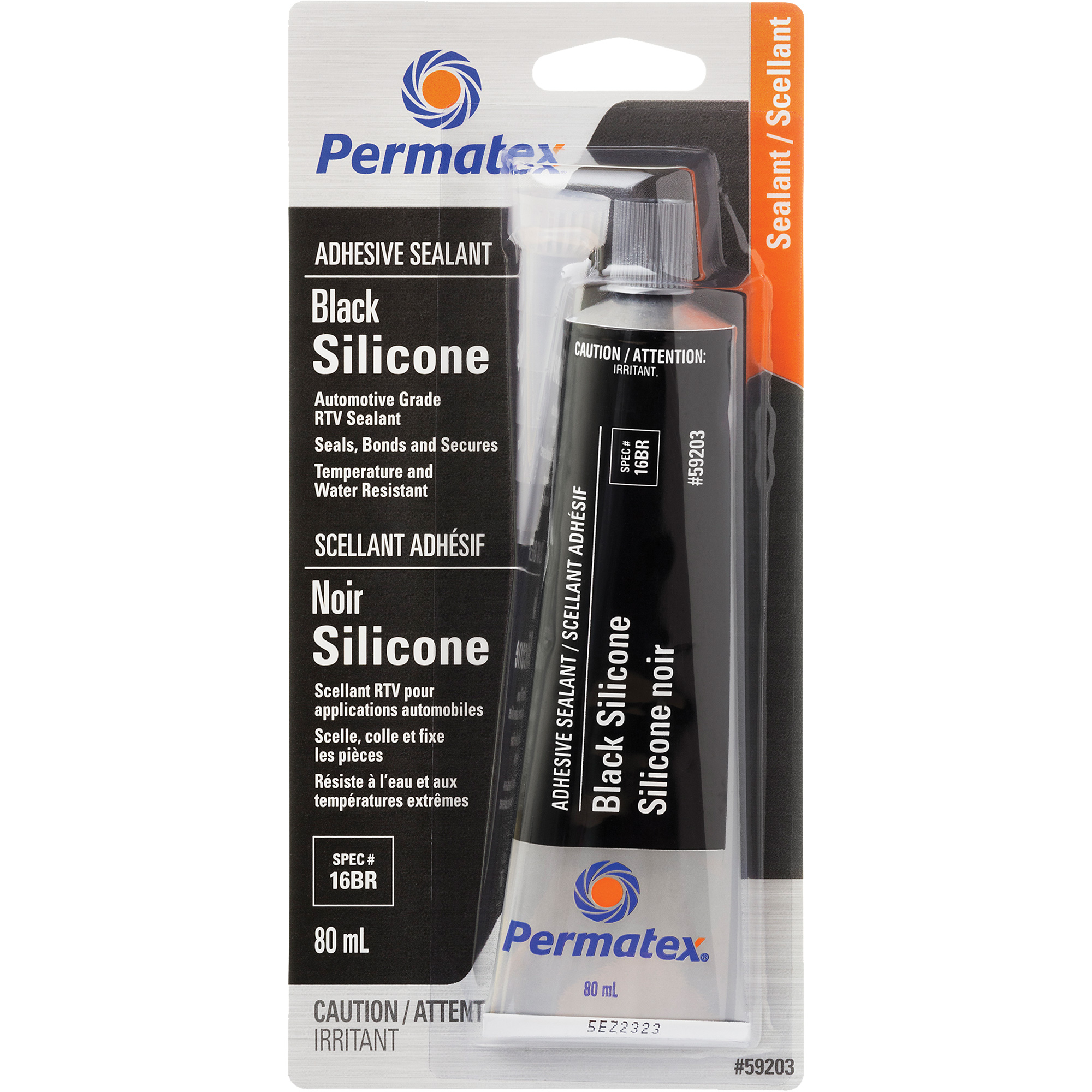 Scellant adhésif RTV, 80 ml, Tube, Noir