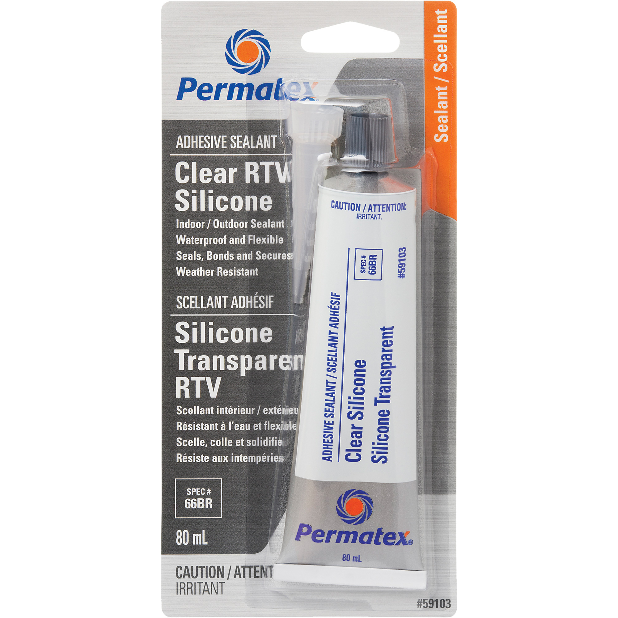 Scellant adhésif RTV, 80 ml, Tube, Transparent