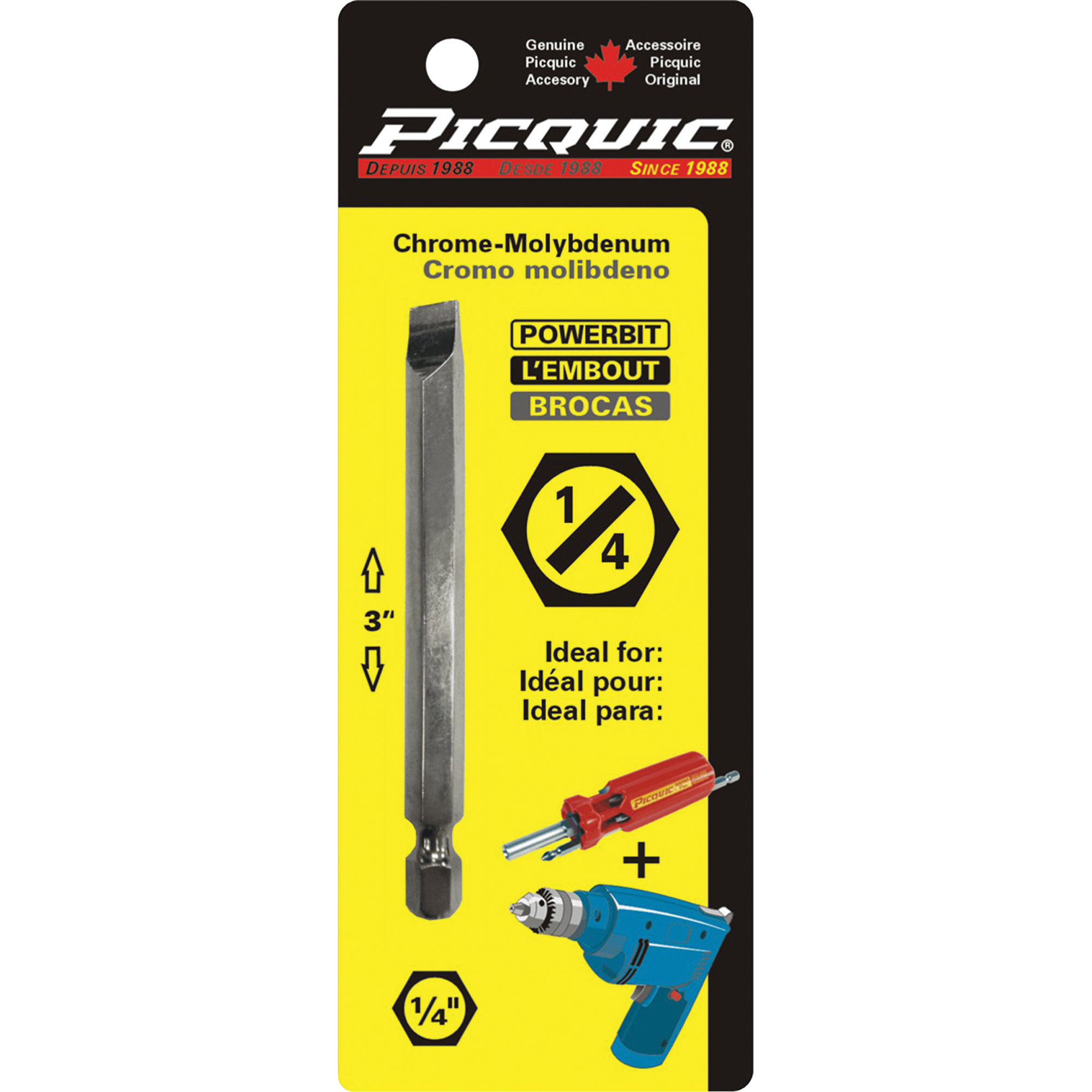 Embout, Fente, Embout 1/4", Prise 1/4", Longueur 3"