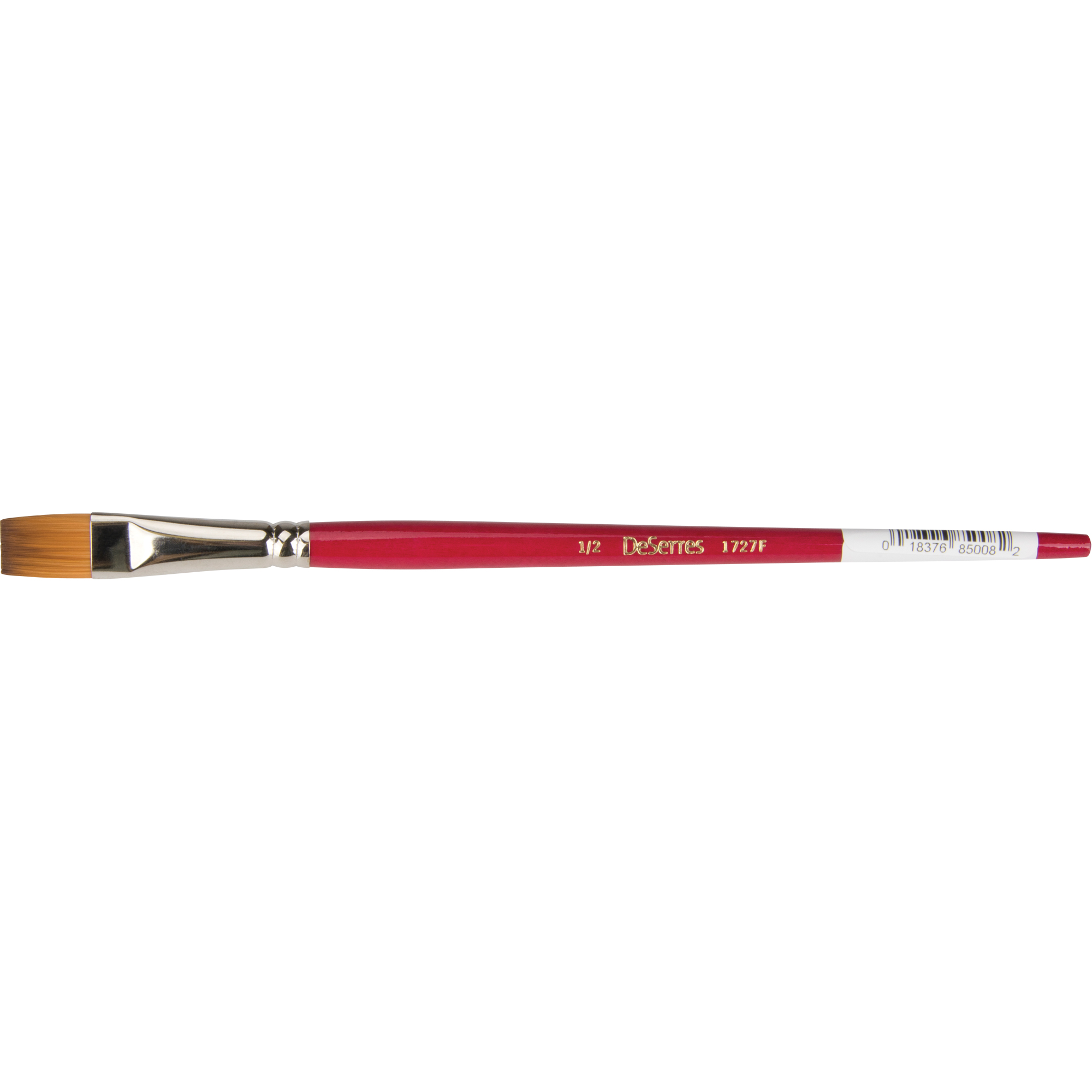 Pinceau plat pour artiste, Largeur de la brosse de 1/2", Synthétique, Manche à Bois