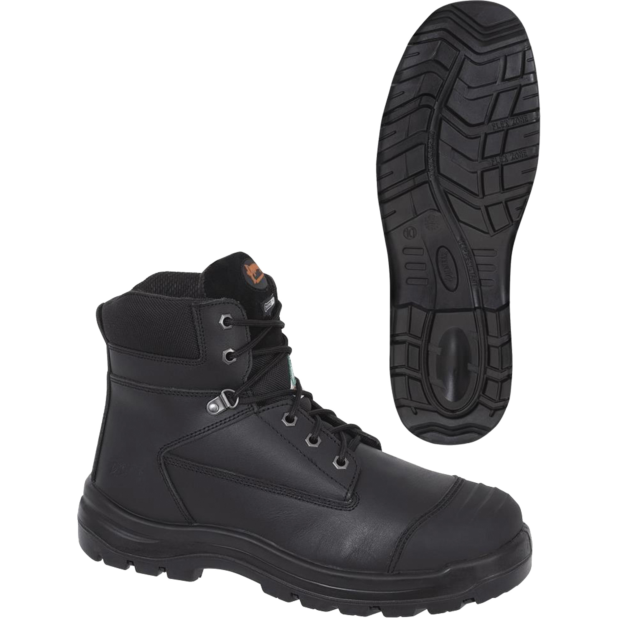 1025 Bottes de travail 6" noires, Cuir, Embout Acier, Taille 9-1/2