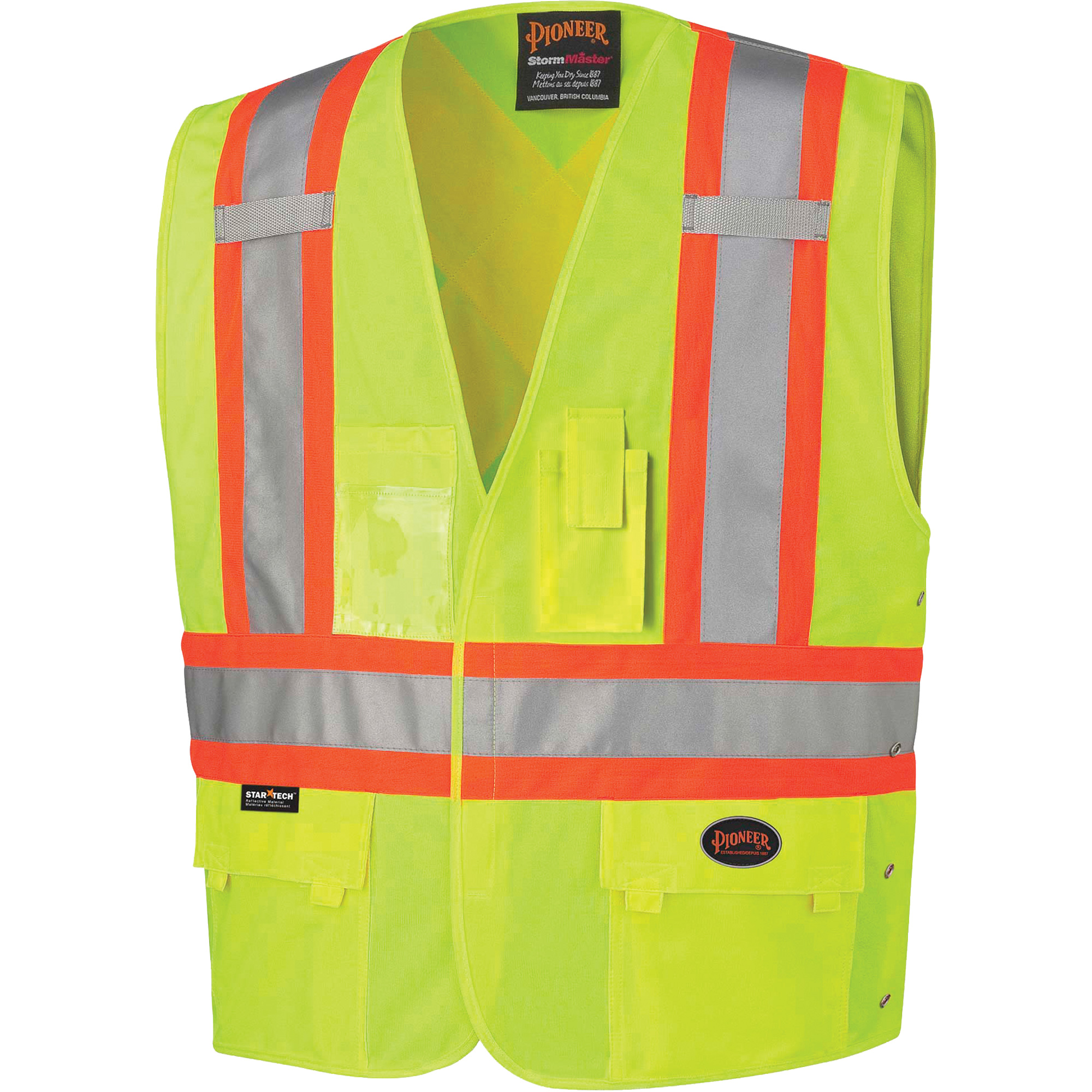 131 Veste de sécurité avec côtés réglables, Jaune lime haute visibilité, Grand/T-Grand, Polyester
