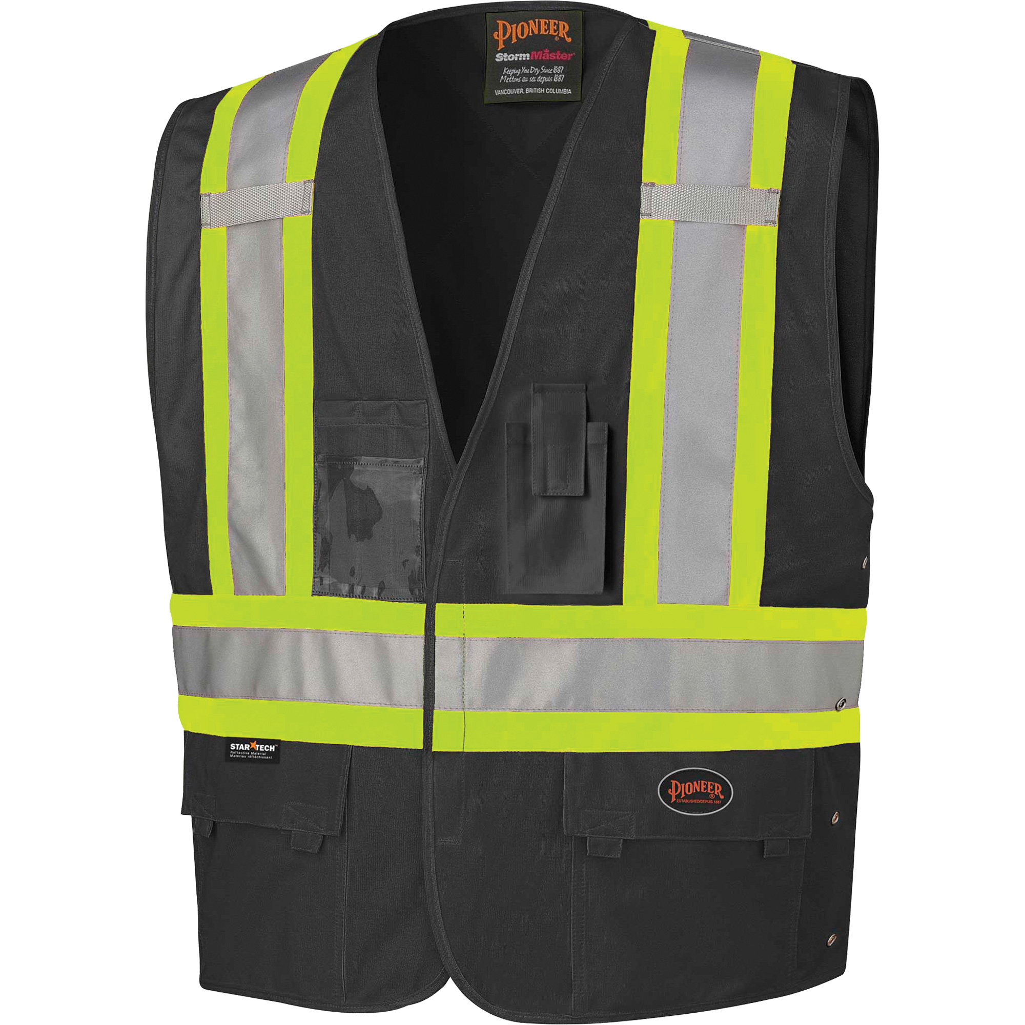 135 Veste de sécurité avec côtés réglables, Noir, 4T-Grand/5T-Grand, Polyester