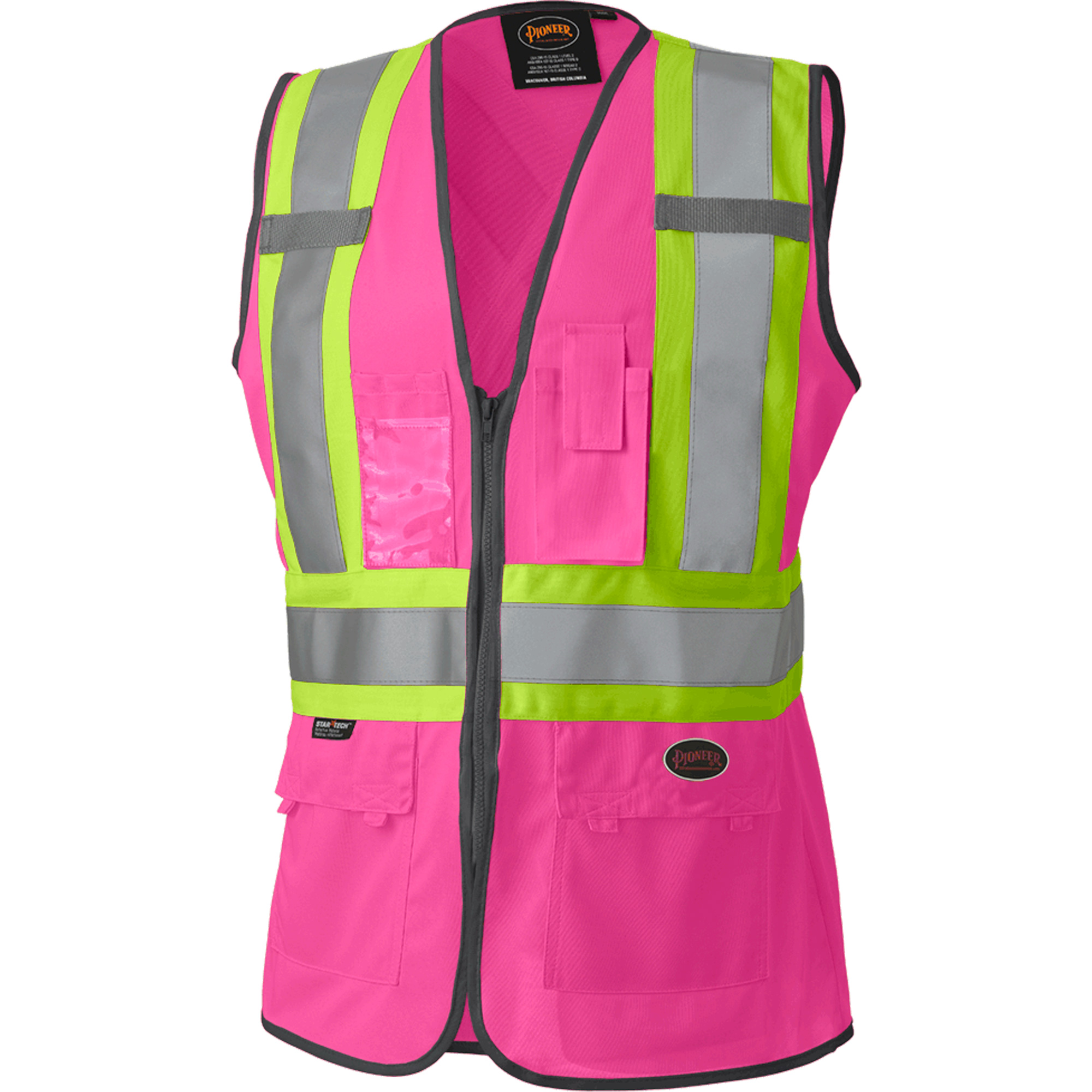 139PK Veste de sécurité pour femme, Rose, Moyen, Polyester