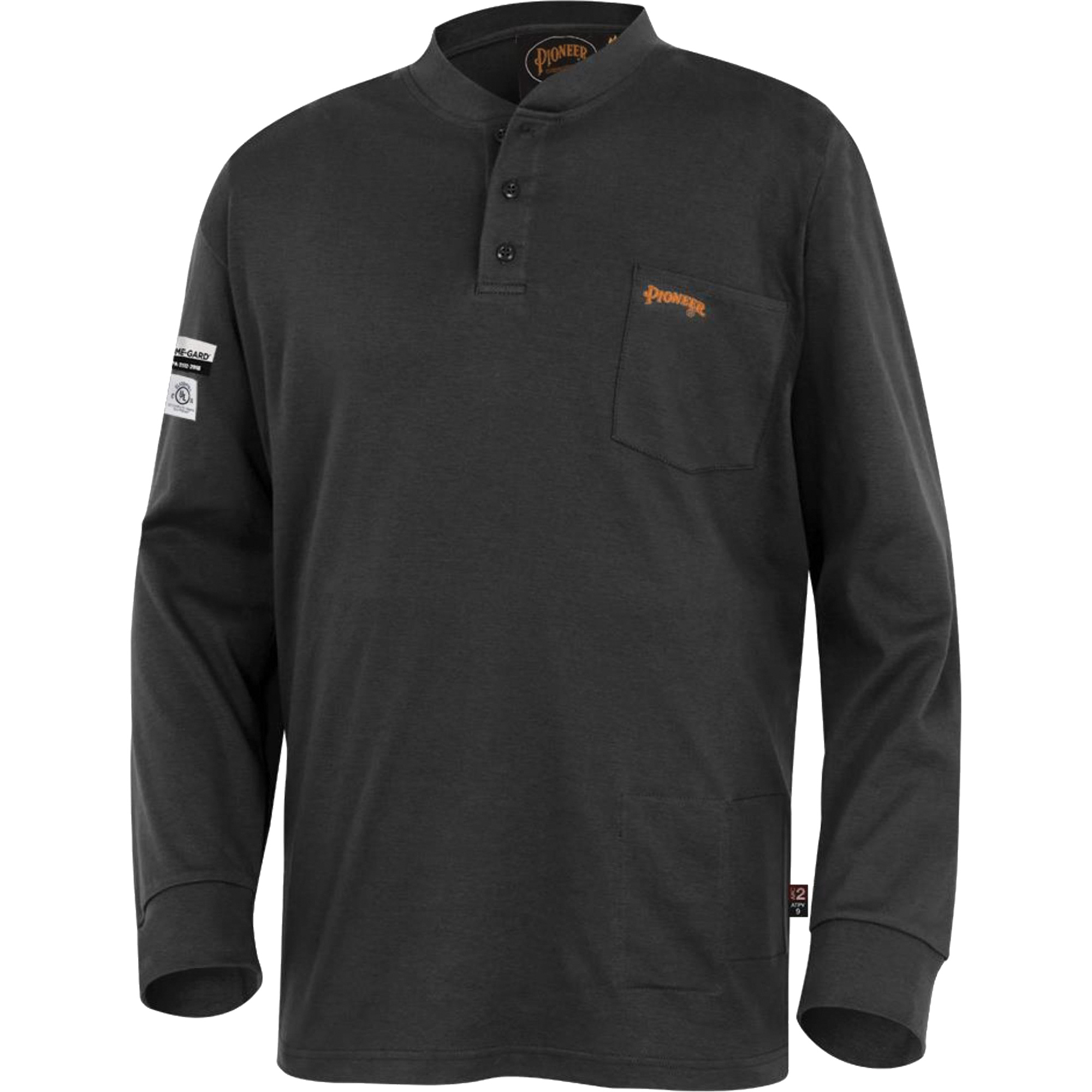 332 Chandail Henley en tricot interlock ignifuge, 4T-Grand, Noir