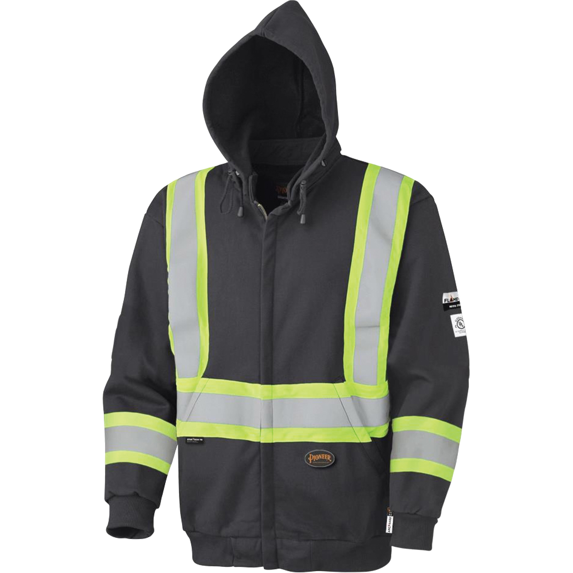 337SF Chandail à capuche de sécurité ignifugé avec fermeture à glissière, Hommes, 2T-Grand, Noir, 22 cal/cm²