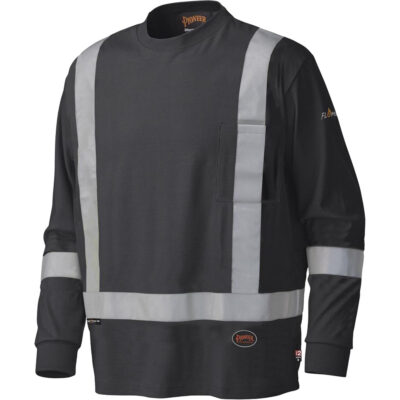 340SFA Chemise de sécurité à manches longues ignifuge, 5T-Grand, Noir