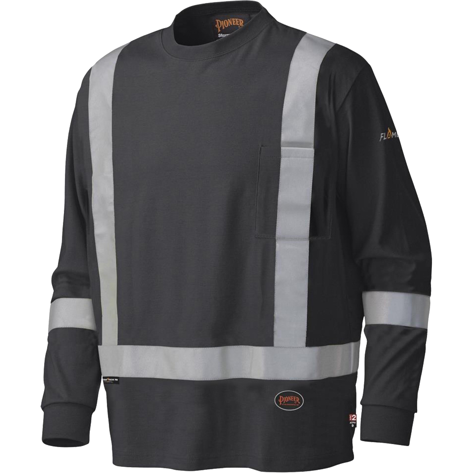 340SFA Chemise de sécurité à manches longues ignifuge, 5T-Grand, Noir