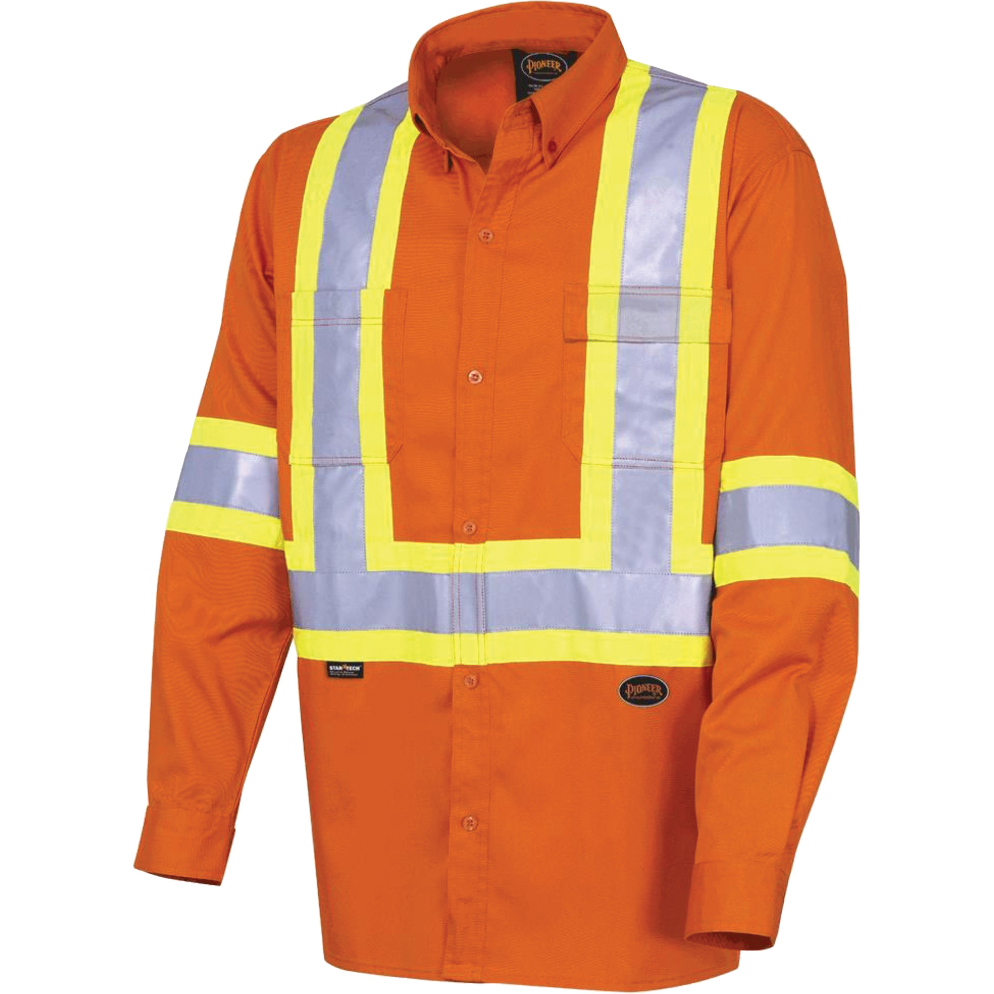 4441 Chemise de sécurité à manches longues ultra respirante, Coton, T-Grand, Orange haute visibilité