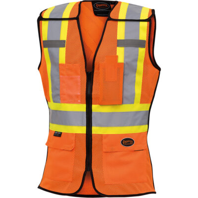 486 Veste de sécurité détachable haute visibilité, Orange haute visibilité, Moyen, Polyester