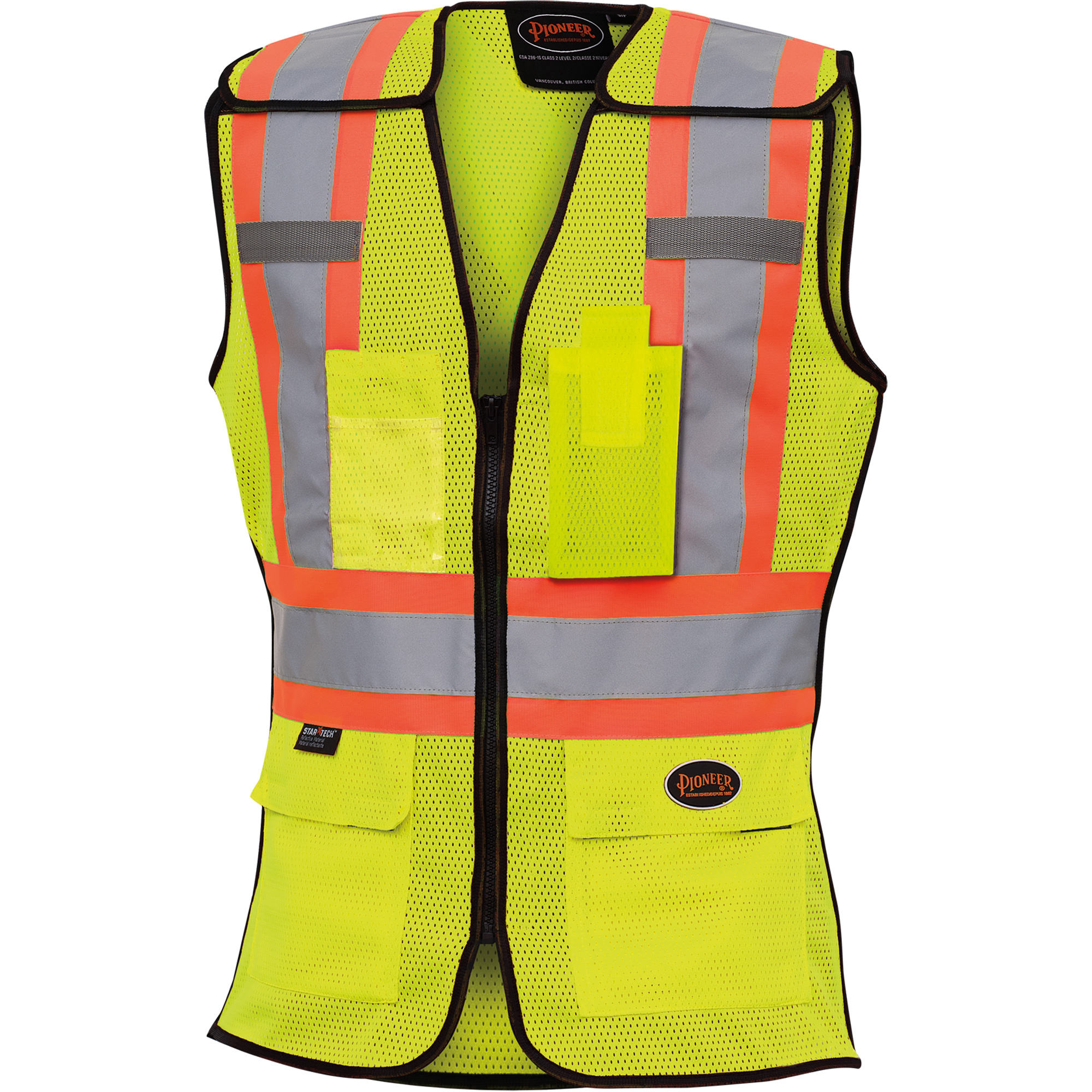 489 Veste de sécurité détachable haute visibilité, Jaune lime haute visibilité, 2T-Grand, Polyester