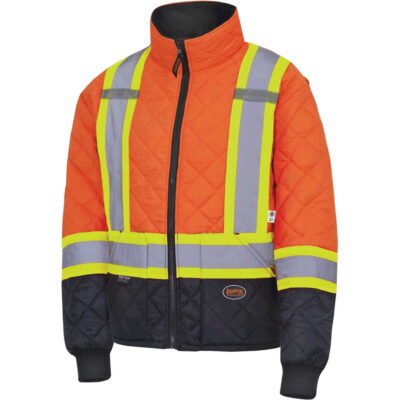 5015 Manteau matelassé pour congélateur, Polyester, Noir/Orange haute visibilité, Moyen
