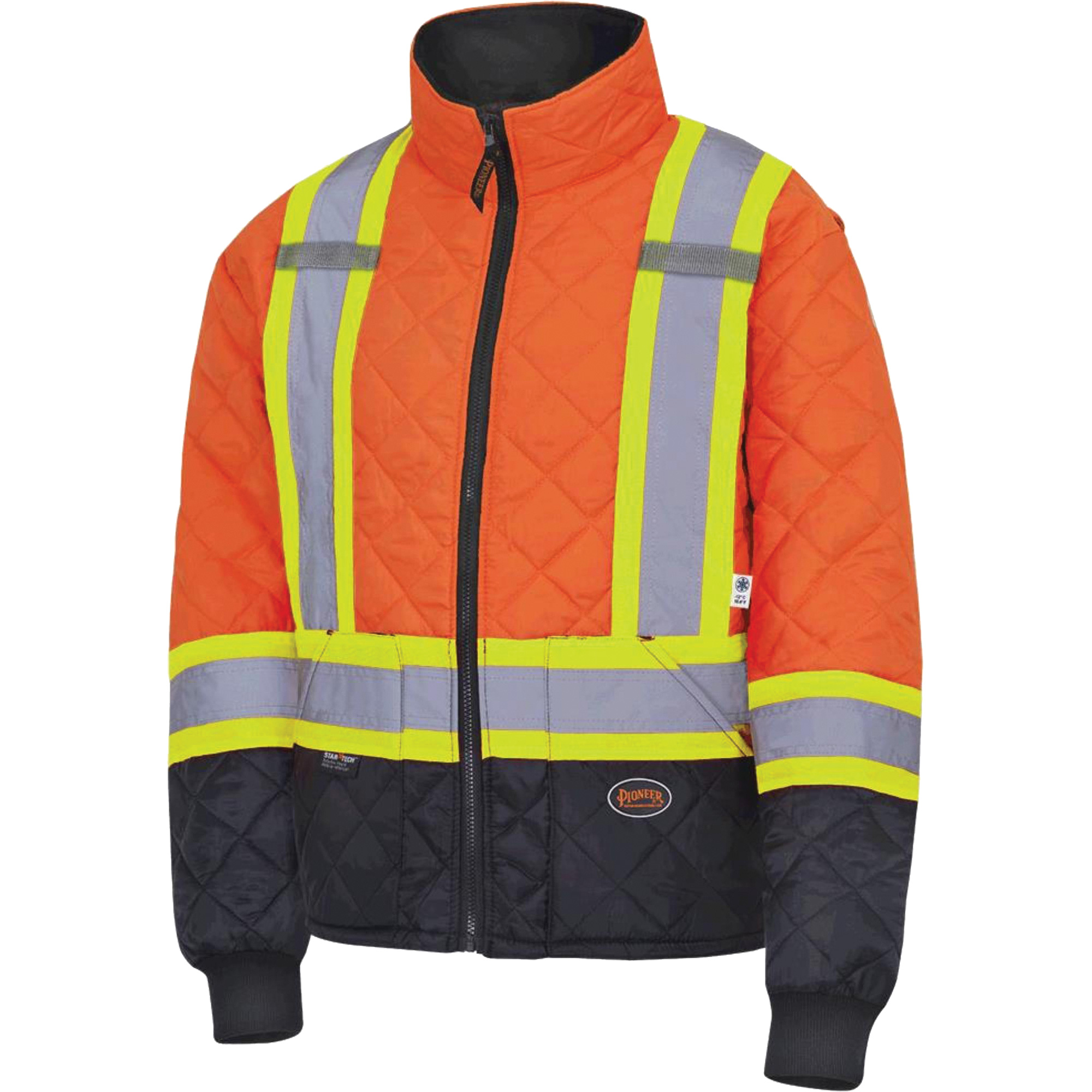5015 Manteau matelassé pour congélateur, Polyester, Noir/Orange haute visibilité, Moyen